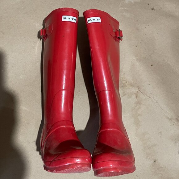 Pillar Box Gloss red Hunter boots w11 - Picture 1 of 6